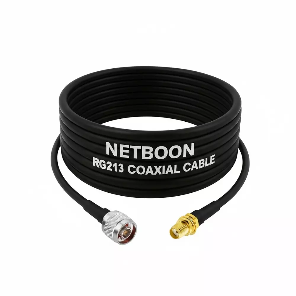NETBOON RG213 Low Loss Coaxial Cable with N Male to SMA Female Connector 1 m Black 50 Ohm for Antennas, Signal Panels & Test Equipment
