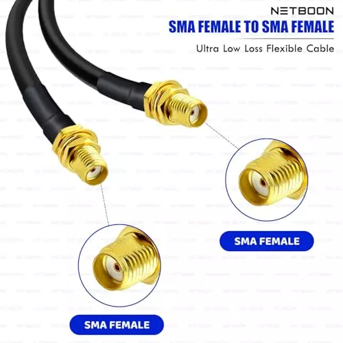 netboon-rg213-low-loss-coaxial-cable-with-sma-female-to-sma-female-connector-5-m-black-50-ohm-for-antenna-wlan-ham-radio-cctv-gps-broadcasting