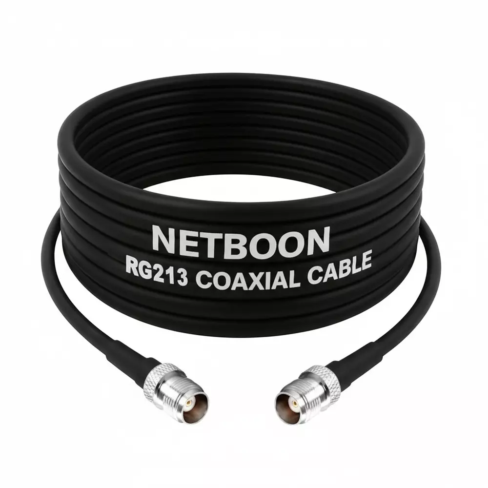 NETBOON RG213 Low Loss Coaxial Cable with TNC Female to TNC Female Connector 20 m Black 50 Ohm for Antenna, WLAN, Ham, Radio, CCTV, GPS