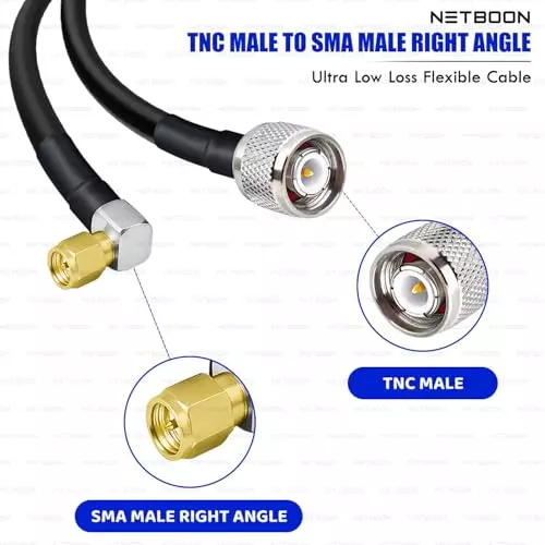 netboon-rg213-low-loss-coaxial-cable-with-tnc-male-to-sma-male-right-angle-connector-5-m-black-50-ohm-for-communication-test-devices