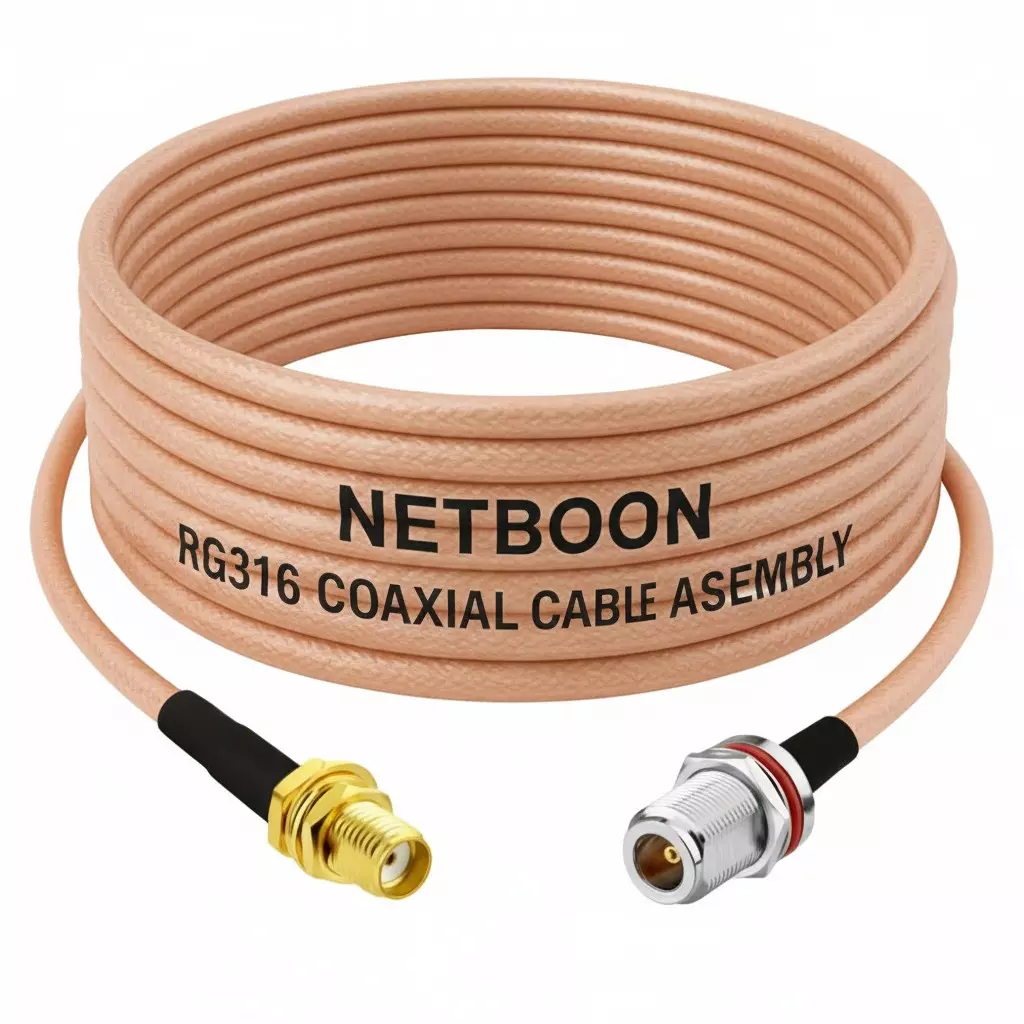 NETBOON RG316 Low Loss Coaxial Cable with SMA Female to N Female Connector 15 cm Copper 50 Ohm for RF Systems
