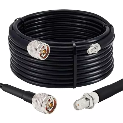 NETBOON LMR 400/HLF 400 Coaxial Cable with Connector N Male to SMA Female 50 Ohm Black 15 m Length for RF Communication, NB-NEW-400-NM-SMAF-15