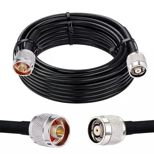 NETBOON HLF400 Low Loss Coaxial Cable N Male to RP-TNC Male Connector RF 50 Ohm 1 m Black for High-Frequency Signal Transfer