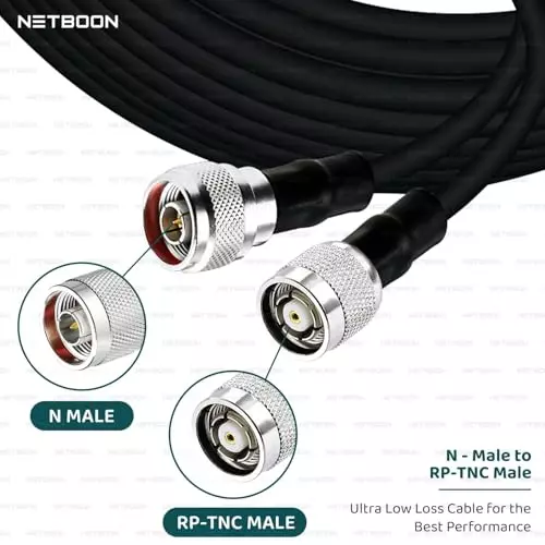 netboon-hlf400-low-loss-coaxial-cable-n-male-to-rp-tnc-male-connector-rf-50-ohm-1-m-black-for-high-frequency-signal-transfer