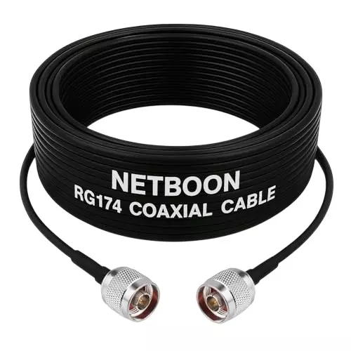 NETBOON NEW-RG174 Coaxial Cable N Male to N Male Connector RF 5 m Black for Test Equipment, Laboratory Instruments