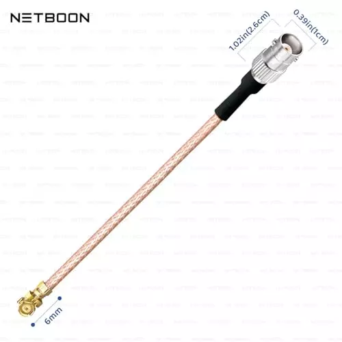 NETBOON RG178 Coaxial Cable with BNC Female to IPEX/IPX/UFL Connector 15 cm Copper 50 Ohm for Testing & Communication Systems