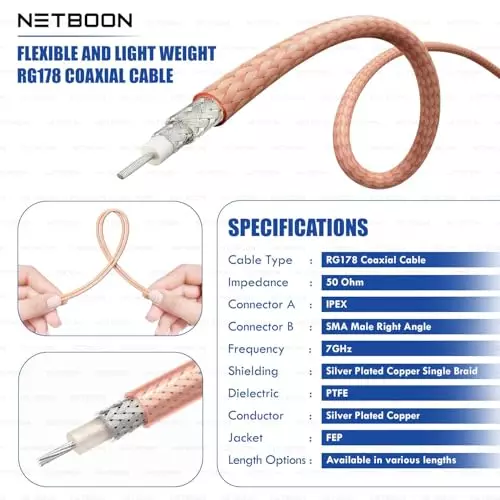 netboon-rg178-coaxial-cable-with-sma-male-right-angle-to-uflipxipex-connector-30-cm-copper-50-ohm-for-testing-communication-systems