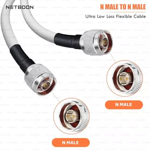 netboon-rg188-low-loss-coaxial-cable-with-n-male-to-n-male-connector-30-cm-white-50-ohm-for-test-equipment-communication-systems