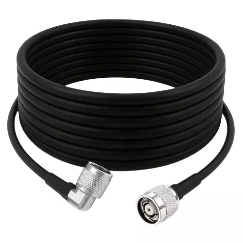 NETBOON RG213 Coaxial Cable with Connector RP-TNC Male to N Male Right Angle 50 Ohm Black 25 m Length, NB-NEW-RG213-NMRA-TO-RPTNCM-25M