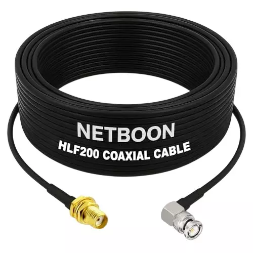 NETBOON HLF200 Low Loss Coaxial Cable 10 m with SMA Female to BNC Male Right Angle Connector RF 50 Ohm for Antennas, CCTV, Wireless Modules