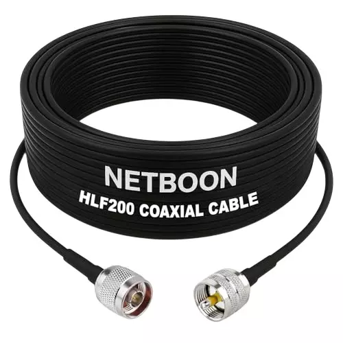 NETBOON HLF200 Low Loss Coaxial Cable 5 m with N Male to UHF Male Connector RF 50 Ohm for Antennas, RF Testing