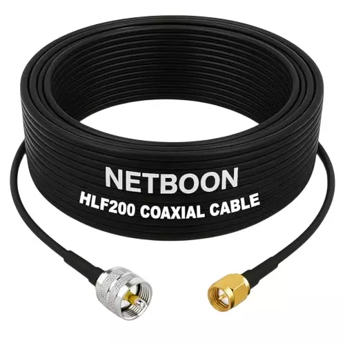 NETBOON HLF200 Low Loss Coaxial Cable 1 m with UHF Male to SMA Male Connector RF 50 Ohm for Radios, Communication Systems