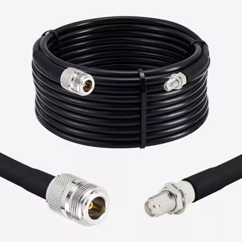 NETBOON HLF400 Low Loss Coaxial Cable N Female to SMA Female Connector RF 50 Ohm 1 m Black for RF Devices, Lab Instruments