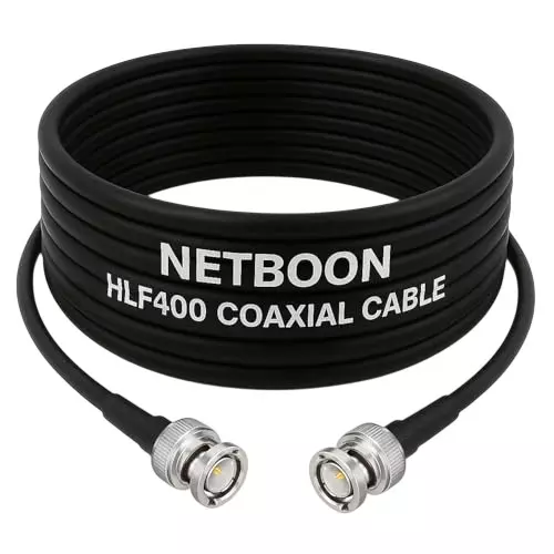 NETBOON HLF400 Low Loss Coaxial Cable BNC Male to BNC Male Connector RF 50 Ohm 5 m Black for RF Communication