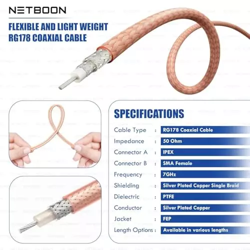 netboon-rg178-coaxial-cable-with-sma-female-to-uflipxipex-connector-30-cm-copper-50-ohm-for-antenna-gps-sdr-wireless-and-modules
