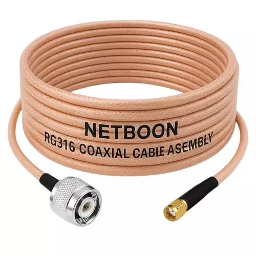 NETBOON RG316 Coaxial Cable with TNC Male to RP-SMA Male Connector 15 cm Copper 50 Ohm for Wireless Test Panels, Embedded RF Modules