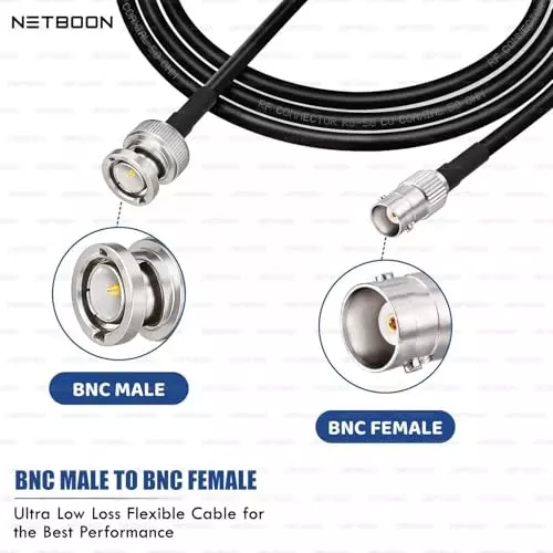 netboon-rg58-low-loss-coaxial-cable-with-bnc-male-to-bnc-female-connector-20-m-black-50-ohm-for-cctv-broadcast-test-equipment