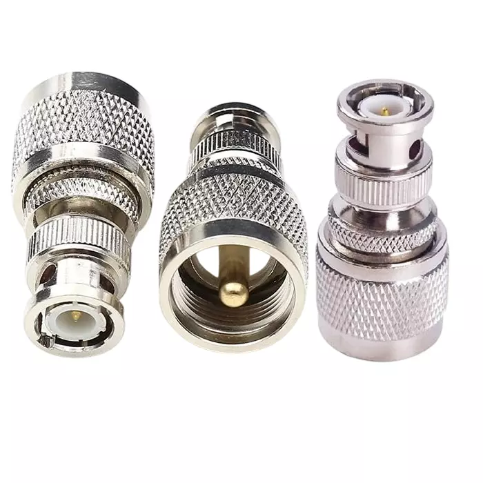 GENERIC UHF Male to BNC Male Coaxial Cable Connector Nickel Plated Brass Silver, TA042-3 (Pack of 3 Pcs)