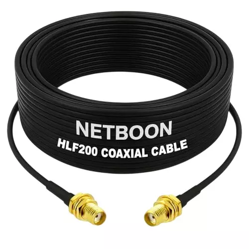 NETBOON HLF200 Low Loss Coaxial Cable 25 m with SMA Female to SMA Female Connector RF 50 Ohm for Antenna, Test Equipment, CCTV