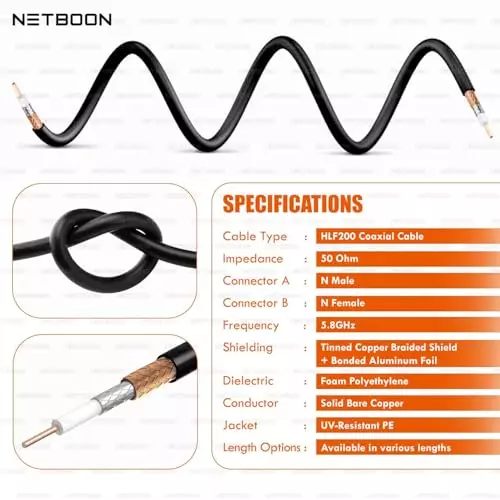 netboon-hlf200-low-loss-coaxial-cable-5-m-with-n-male-to-n-female-connector-rf-50-ohm-for-communication-systems