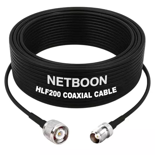 NETBOON HLF200 Low Loss Coaxial Cable 25 m with TNC Male to TNC Female Connector RF 50 Ohm for Antennas, Radios, Broadcast Devices
