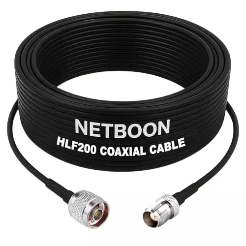 NETBOON HLF200 Low Loss Coaxial Cable 20 m with N Male to TNC Female Connector RF 50 Ohm for RF Testing, Communication Devices