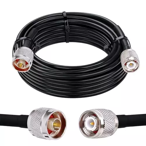 NETBOON HLF400 Low Loss Coaxial Cable N Male to TNC Male Connector RF 50 Ohm 1 m Black for Signal Transfer