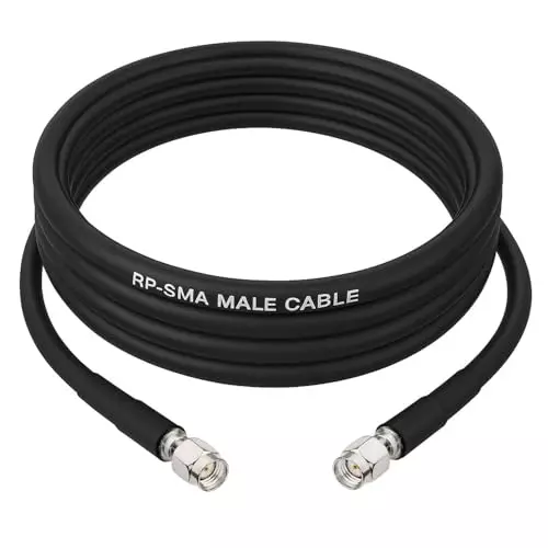 NETBOON HLF400 Low Loss Coaxial Cable RP-SMA Male to RP-SMA Male Connector RF 50 Ohm 1 m Black for RF Communication