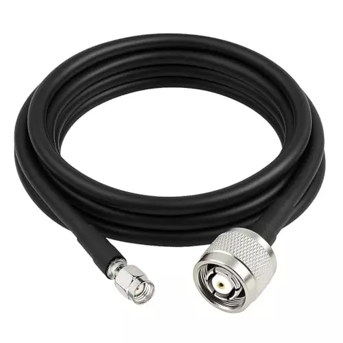 NETBOON HLF400 Low Loss Coaxial Cable RP-SMA Male to RP-TNC Male Connector RF 50 Ohm 5 m Black for RF Communication