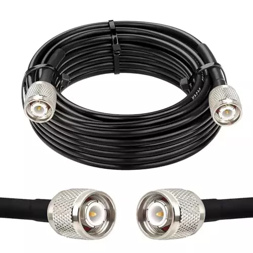 NETBOON HLF400 Low Loss Coaxial Cable TNC Male to TNC Male Connector RF 50 Ohm 1 m Black for SDR, GPS, Antennas