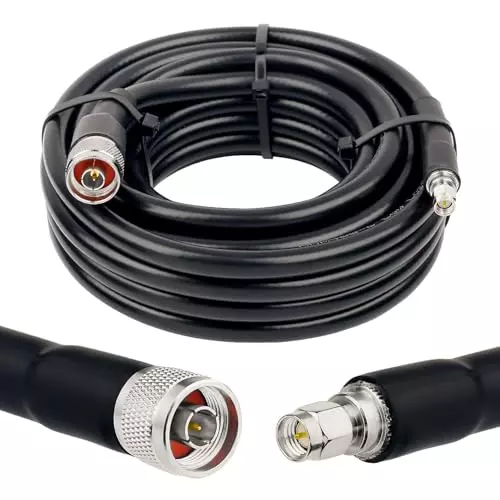 NETBOON HLF400 Low Loss Coaxial Cable N Male to SMA Male Connector RF 50 Ohm 20 m Black for Signal Transmission