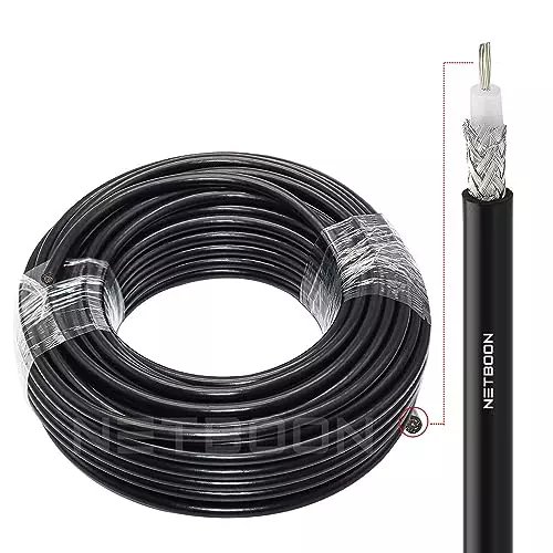 NETBOON RG58-CBL Low Loss Coaxial Cable Without Connector RG 58 50 Ohm 30 m Black for Dummy Load, Antenna Analyzer