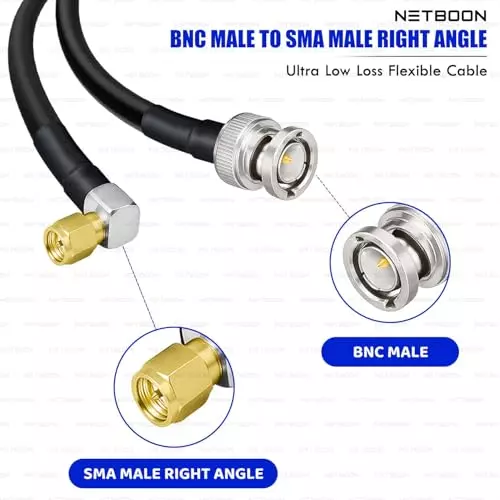 netboon-rg213-low-loss-coaxial-cable-with-bnc-male-to-sma-male-right-angle-connector-20-m-black-50-ohm-for-radios-cctv-systems-test-instruments