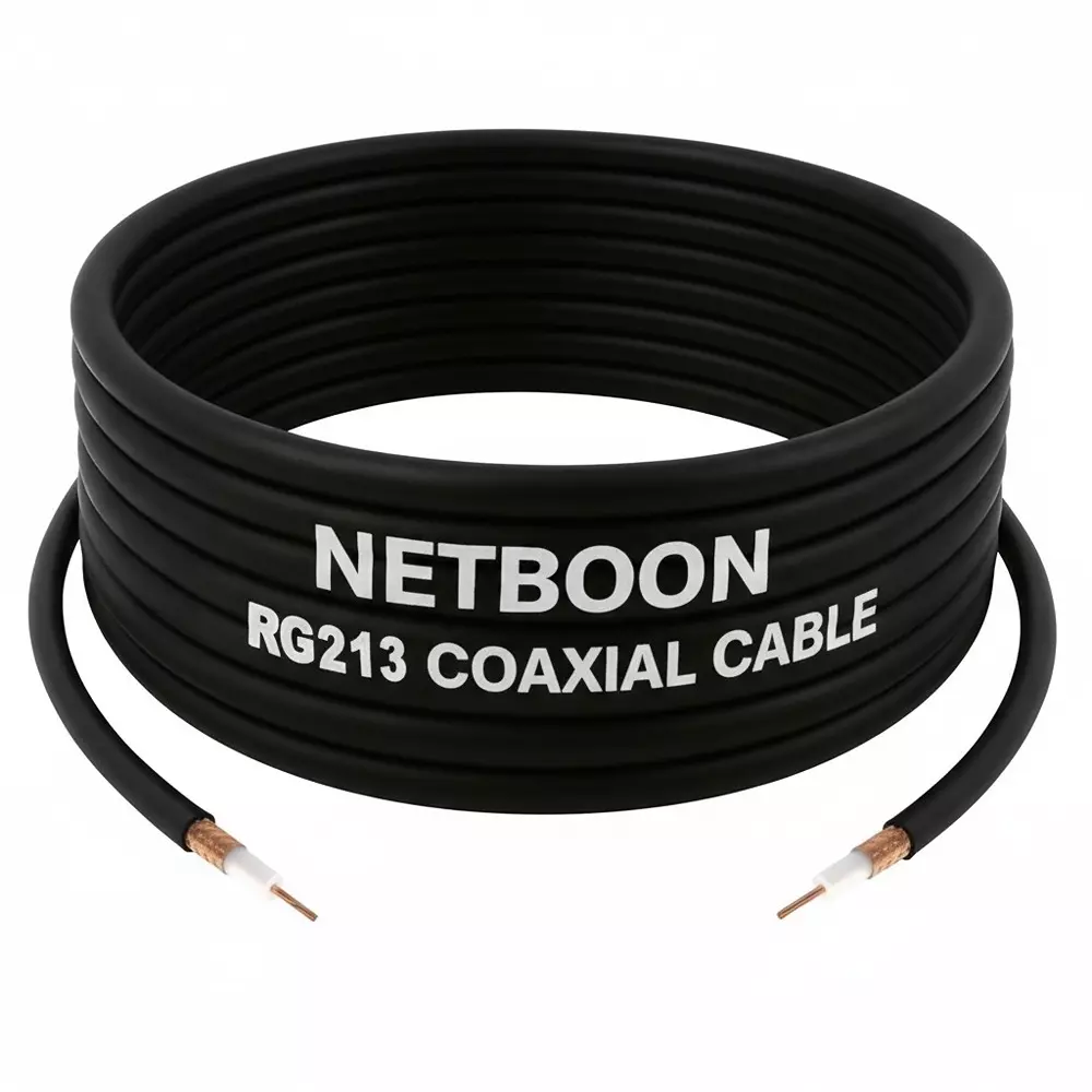 NETBOON RG213 Low Loss Coaxial Cable Without Connector 10 m Black 50 Ohm for High-Power RF Application