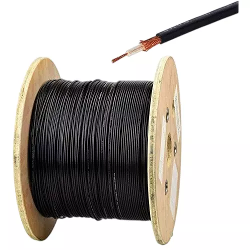 NETBOON Coaxial Extension Cable RG-174 RF Type 1000 MHz Max. Frequency 10 m Length Black, RG174-CABLE-10