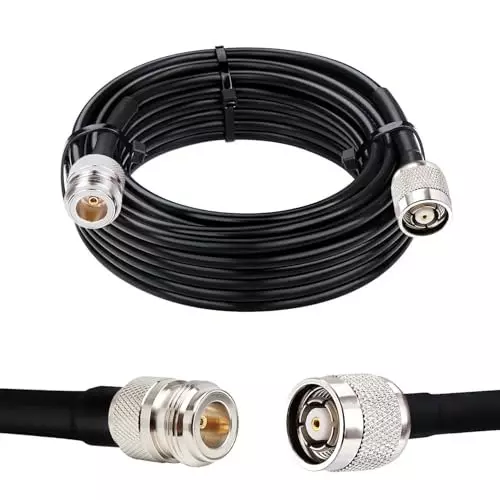 NETBOON HLF 400 Coaxial Cable with Connector N Female to RP-TNC Male 50 Ohms Black 20 m Length, NB-NEW-400-NF-to-RPTNCM-20