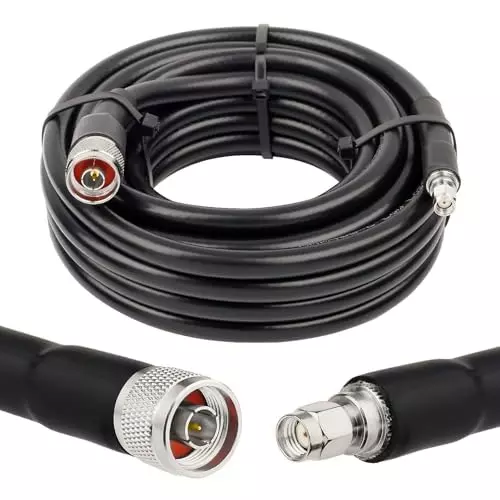 NETBOON LMR/HLF 400 Coaxial Cable with Connector N Male to RP-SMA Male 50 Ohms Black 10 m Length, NB-NEW-400-NM-RPSMAM-10