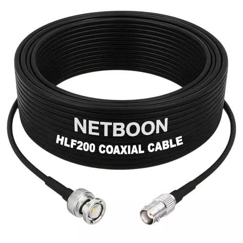 NETBOON HLF200 Low Loss Coaxial Cable 5 m with BNC Male to BNC Female Connector RF 50 Ohm for CCTV, Test Instruments