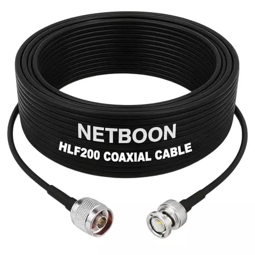 NETBOON HLF200 Low Loss Coaxial Cable 5 m with N Male to BNC Male Connector RF 50 Ohm for WLAN, Cellular Systems, Ham Radios