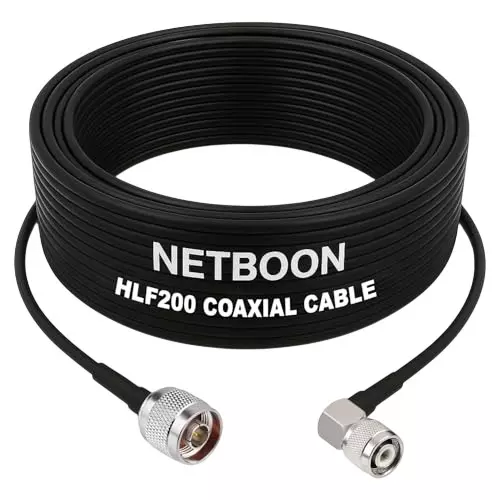 NETBOON HLF200 Low Loss Coaxial Cable 1 m with N Male to TNC Male Right Angle Connector RF 50 Ohm for WLAN, Cellular, Ham Radios