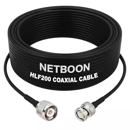 NETBOON HLF200 Low Loss Coaxial Cable 5 m with TNC Male to BNC Male Connector RF 50 Ohm for Antennas, Radios, Broadcast Devices
