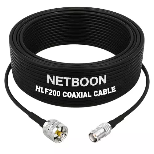 NETBOON HLF200 Low Loss Coaxial Cable 20 m with UHF Male to BNC Female Connector RF 50 Ohm for Antennas, Communication Systems