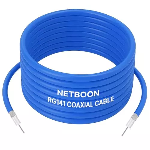 NETBOON NEW-RG141 Low Loss Coaxial Cable Without Connector RF 50 Ohm 15 m Blue for Laboratory, Aerospace, Military Communication