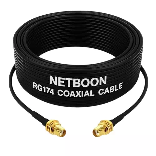 NETBOON NEW-RG174 Coax Cable SMA Female to SMA Female Connector RF 5 m Black for Test Equipment, Wireless Systems
