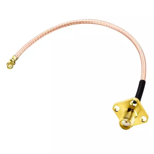 NETBOON RG178 Coax Cable 4-Hole SMA Female to UFL/IPEX Connector RF 50 Ohm 15 cm Copper for Antenna Integration, IoT Devices, Wireless Modules