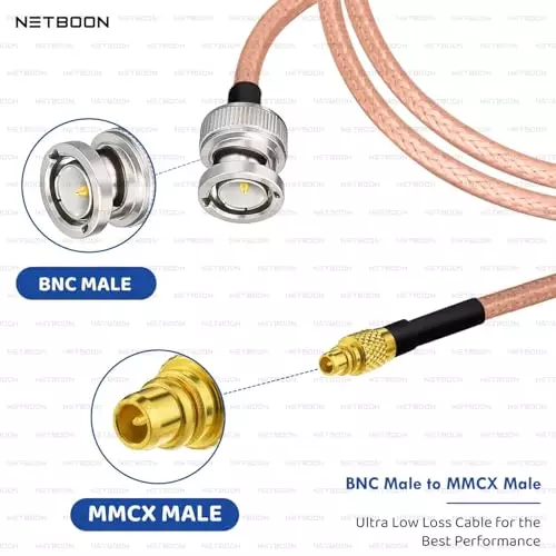 NETBOON RG316 Coaxial Cable with BNC Male to MMCX Male Connector 10 m Copper 50 Ohm for Embedded Modules, Signal Test Devices