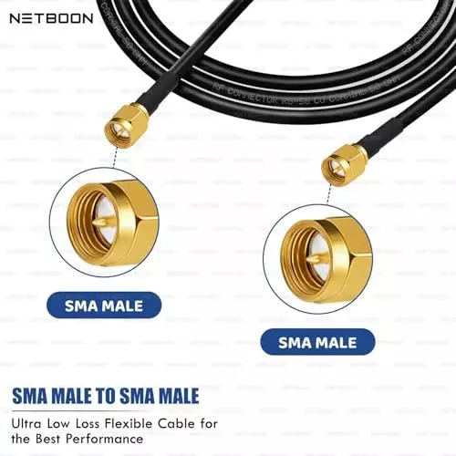 netboon-rg58-low-loss-coaxial-cable-with-sma-male-to-sma-male-connector-10-m-black-50-ohm-for-antennas-test-equipment-communication-systems
