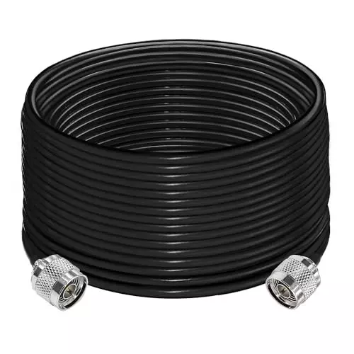 NETBOON HLF 200 Low Loss Coaxial Cable Jumper with N Male to N Male Connector Flexible 15 m Length Black, HLF200CABLE-15