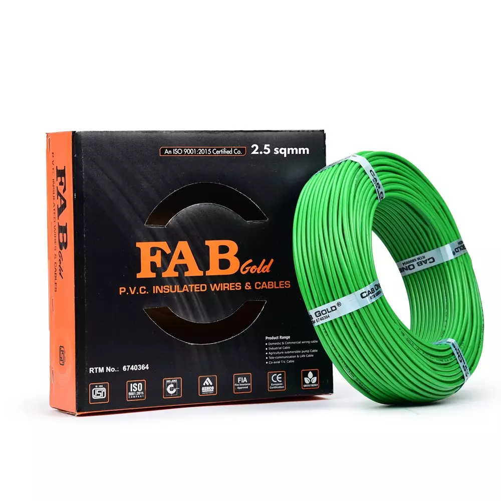 FABGOLD FR Multistrand Cable 2.5 mm² CCA Copper Green for Electric Current Flow, (90 m)
