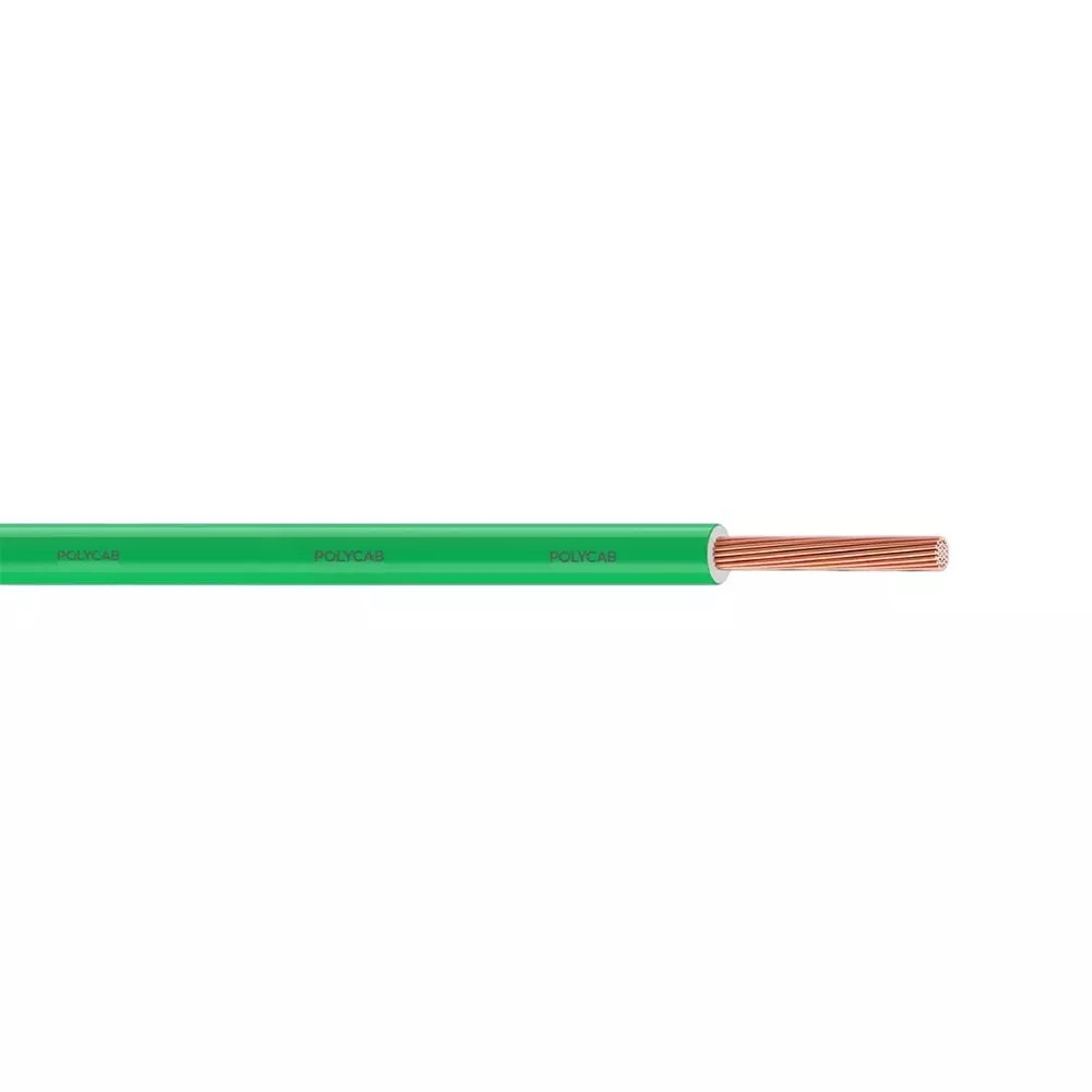 Polycab Primma Flame Retardant (LF FR) House Cable 90 m Length 6 Sq. mm Copper Conductor 1 Core PVC Insulated Green